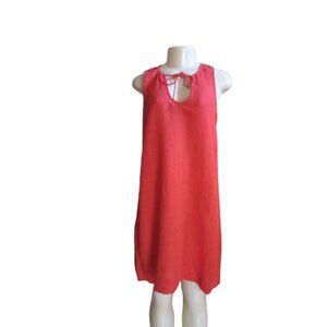 Eileen Fisher Linen Coral Sheath Sleeveless Oversized Dress SX XS